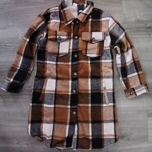 Just Love Plaid Jacket - Brown, Black, White
